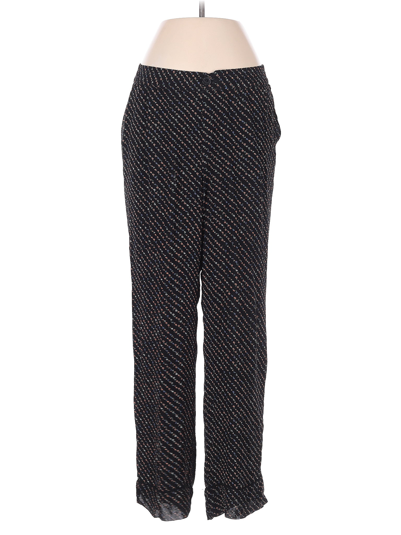 Ganni 100% Viscose Chevron-herringbone Blue Casual Pants Size EU 36 / US 6