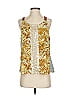 Tiny 100% Cotton Color Block Floral Graphic Gold Sleeveless Blouse Size S - photo 1