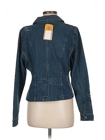Christopher & Banks Embroidered Blue Floral Denim Jacket (view 2)