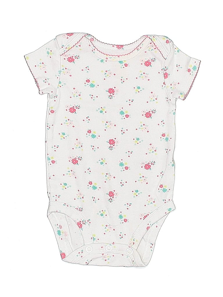 Just One You Made by Carter's 100% Cotton Floral White Short Sleeve Onesie 0-3 MO / 3 MO - photo 1