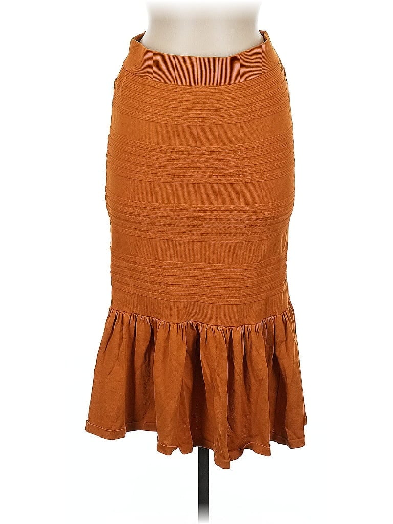 Eva Mendes by New York & Company Solid Orange Casual Skirt Size M - photo 1