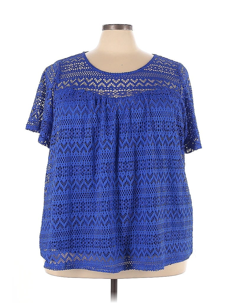 City Chic Blue Short Sleeve Blouse Size 22 - photo 1