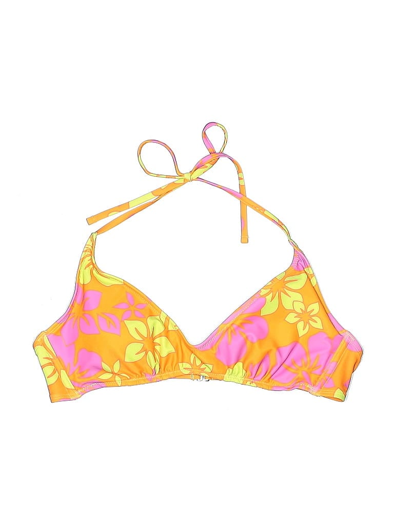 Pre-owned Wild Fable Swimsuit Top Yellow Floral Pattern Swimwear