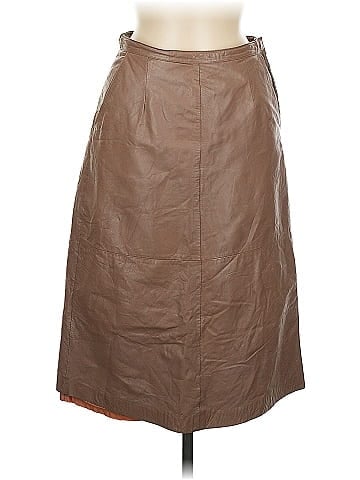 Pia Rucci Tan Leather Skirt with Lining (view 1)