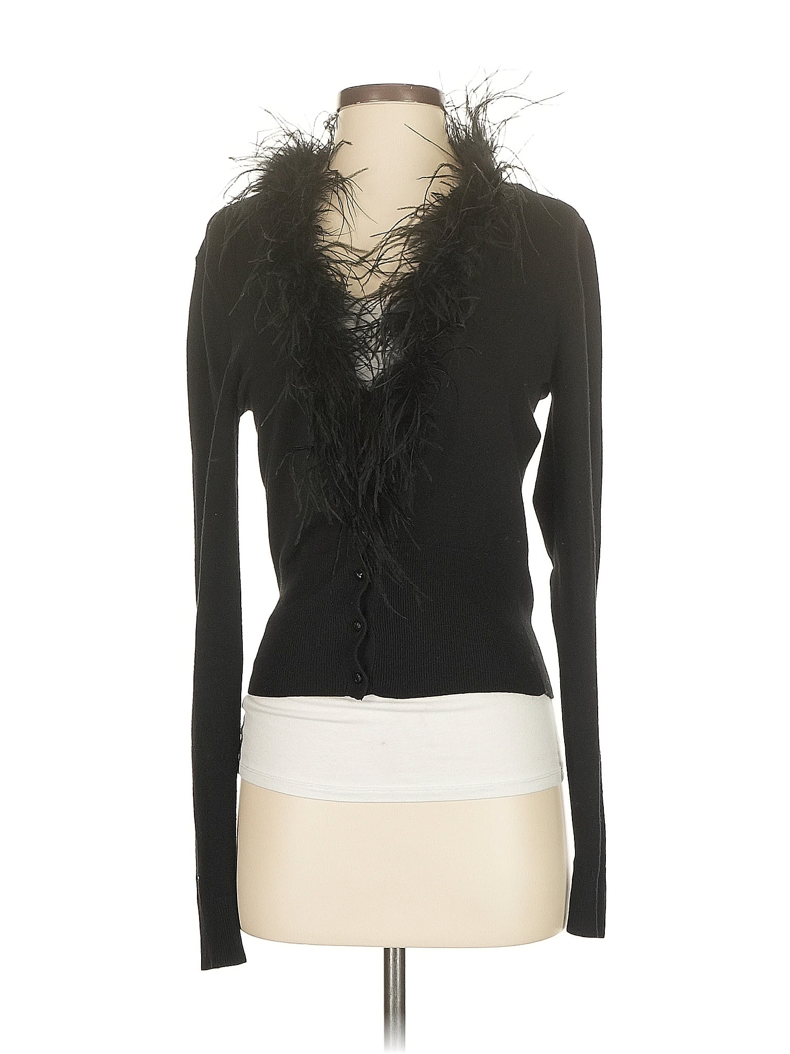 Cache Solid Black Cardigan Size S