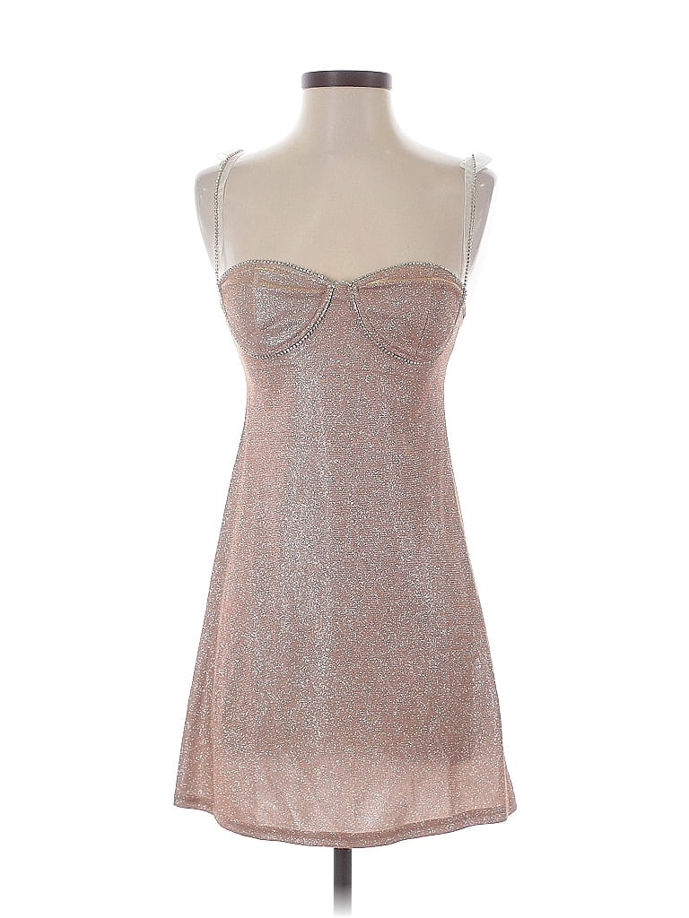 12th Tribe Metallic Silver Tan Cocktail Dress Size S - photo 1