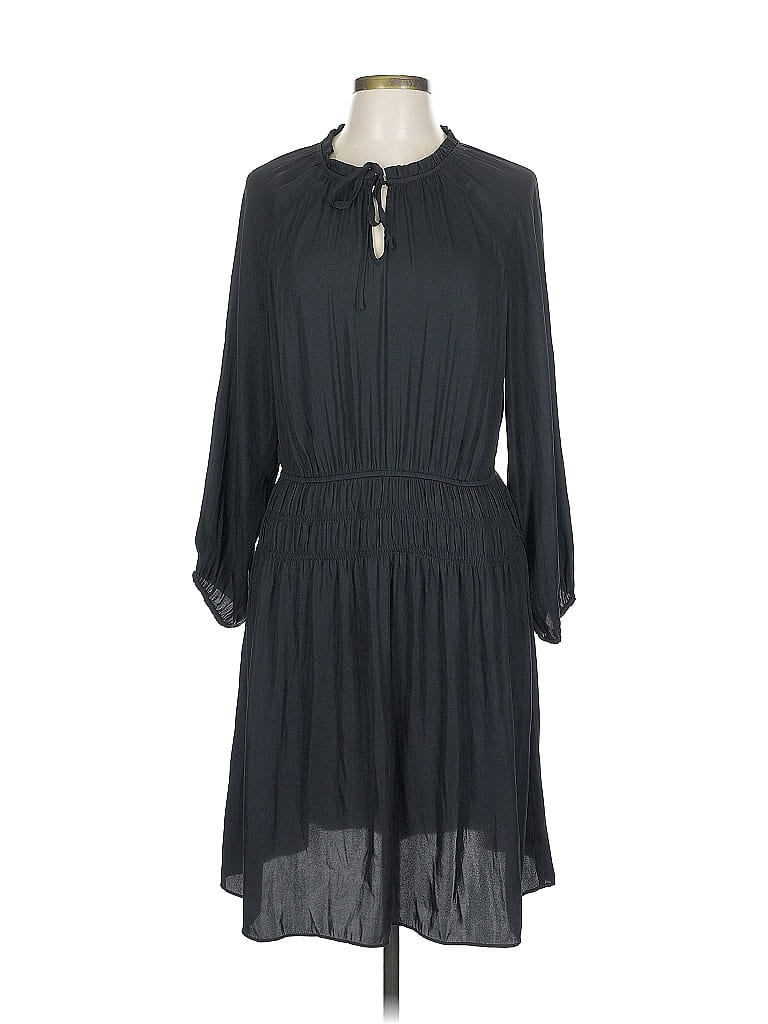 Ann Taylor LOFT Outlet 100% Polyester Solid Black Casual Dress Size 12 - photo 1