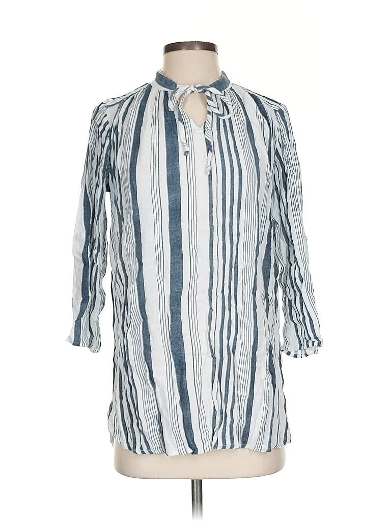 Pre-owned Fresh Produce 3/4 Sleeve Button Down Shirt In Blue