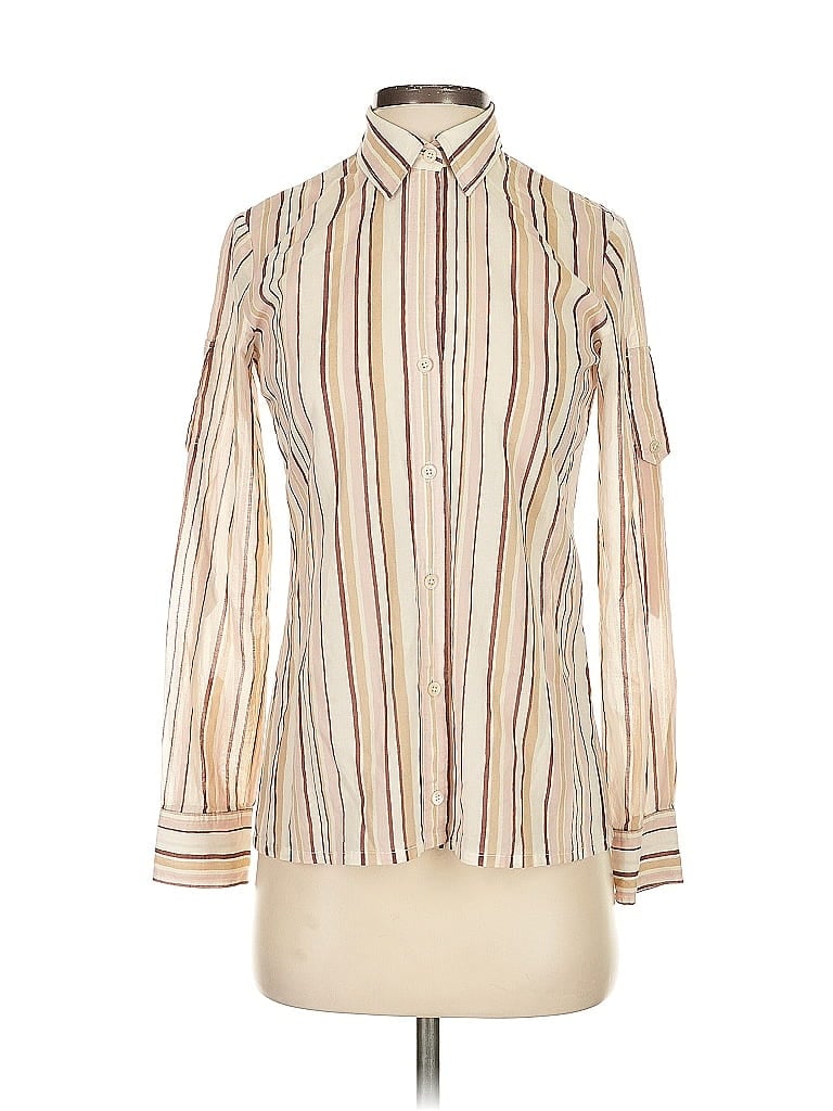 Pre-owned Theory Long Sleeve Blouse In White