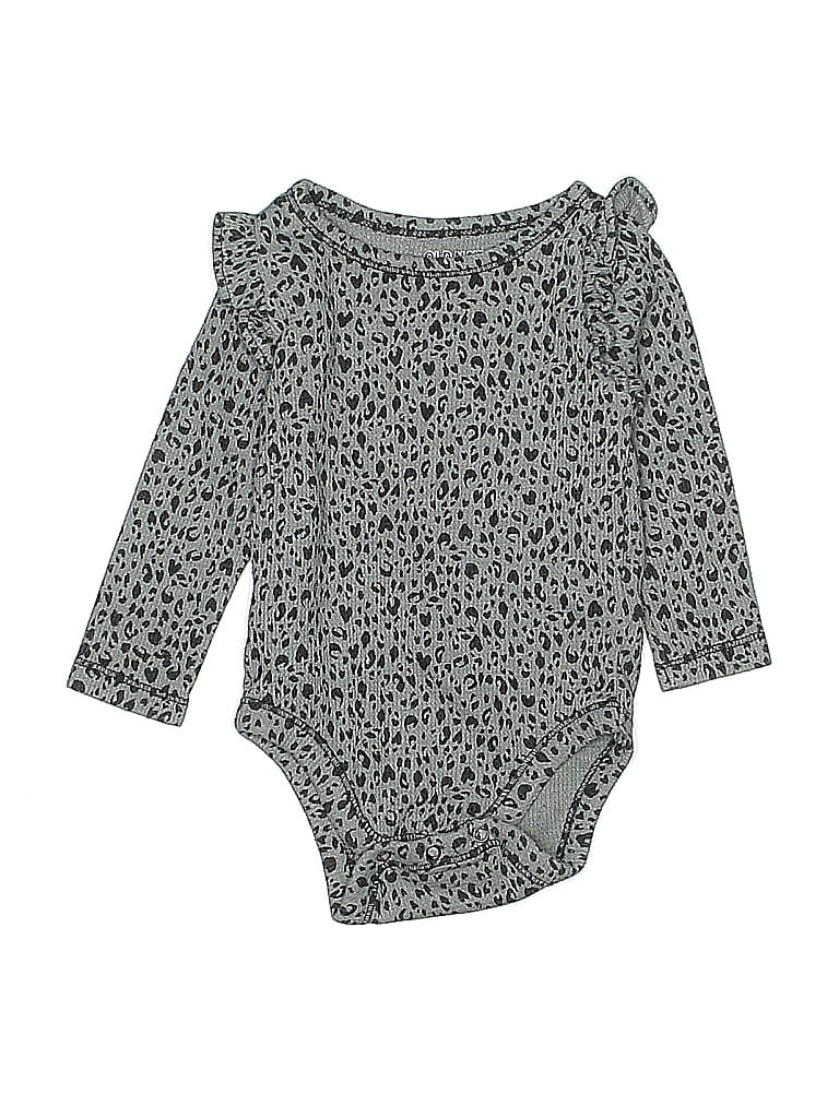 Pre-owned Old Navy Babies' Long Sleeve Onesie In Gray