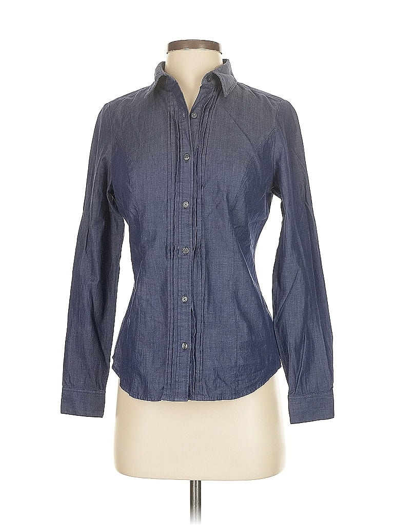 Pre-owned Express Long Sleeve Button Down Shirt In Blue