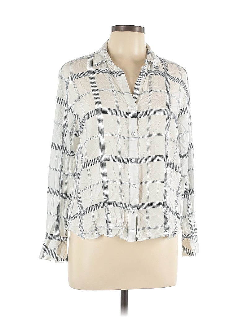 Pre-owned Bella Dahl 3/4 Sleeve Button Down Shirt In Gray