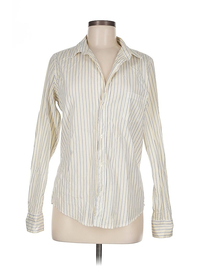 Frank & Eileen 100% Cotton Stripes Ivory Long Sleeve Button-Down Shirt Size M - photo 1