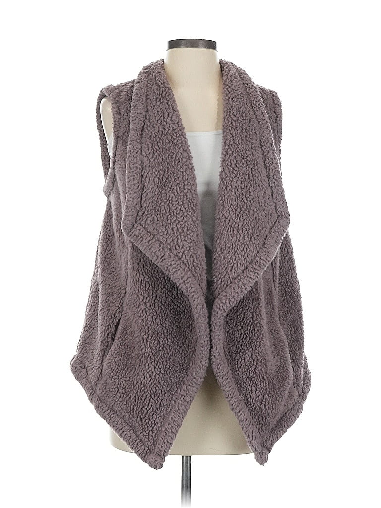 Pre-owned Jones New York Signature Faux Fur Vest In Gray