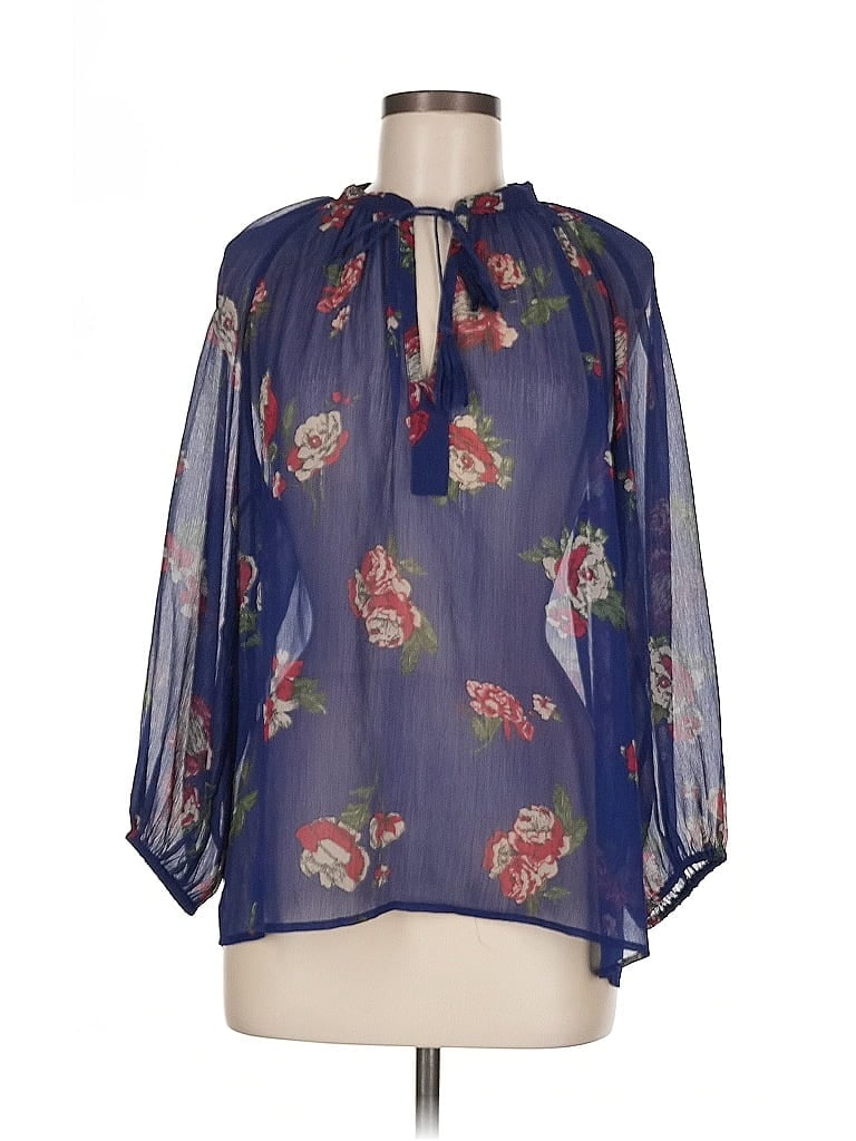 Pre-owned Lucky Brand 3/4 Sleeve Blouse In Blue