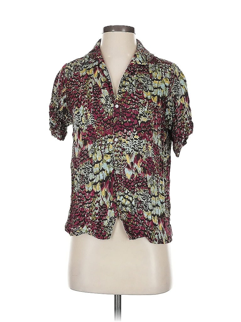 Tiny Floral Burgundy Short Sleeve Blouse Size S - photo 1