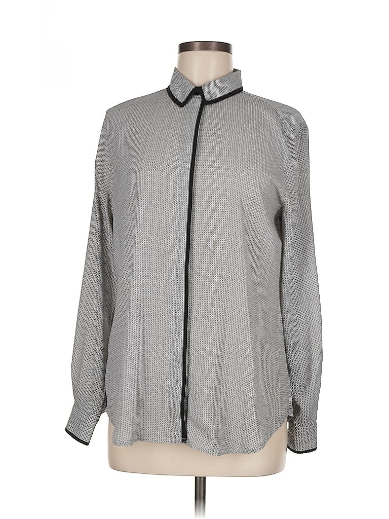 Pre-owned Ann Taylor Loft Long Sleeve Blouse In Gray