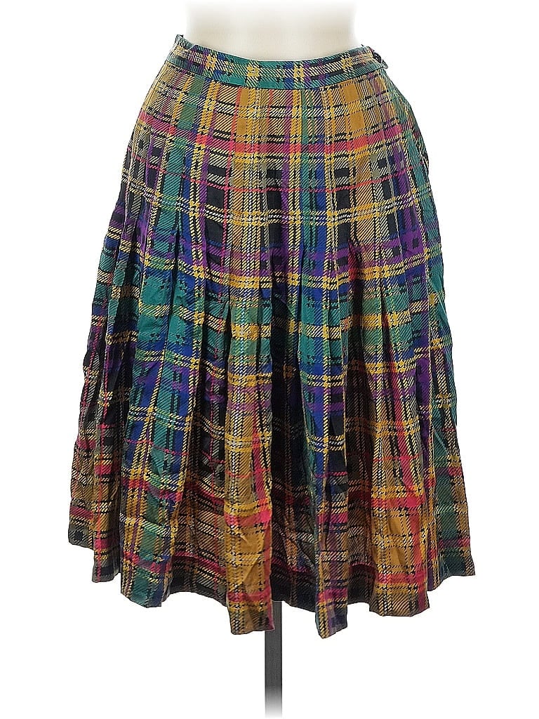 Carlisle 100% Silk Plaid Purple Silk Skirt Size 8 - photo 1