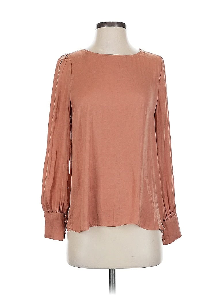 Naked Zebra 100% Polyester Tan Long Sleeve Blouse Size S - photo 1