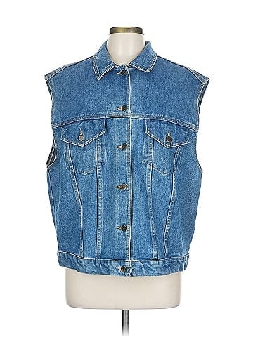 Tall Girl 1990s Blue Denim Vest with Pockets (view 1)