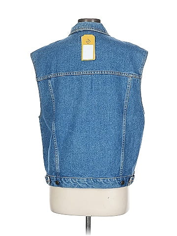 Tall Girl 1990s Blue Denim Vest with Pockets (view 2)