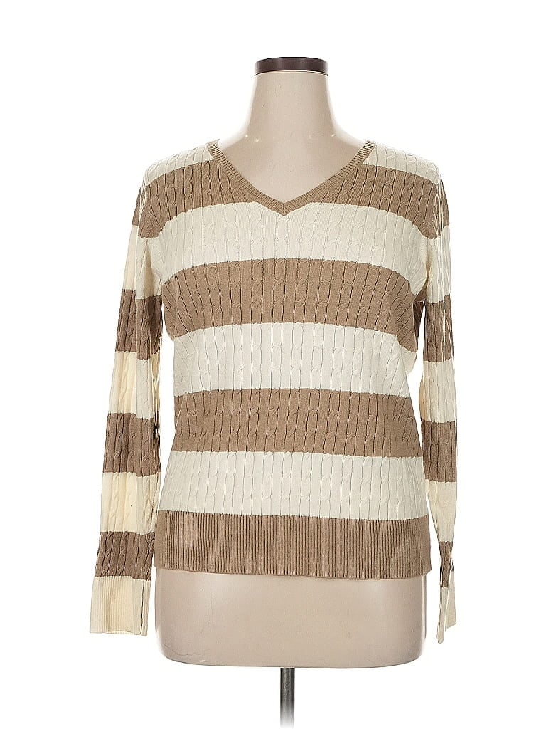 Christopher & Banks Stripes Tan Pullover Sweater Size XL - photo 1