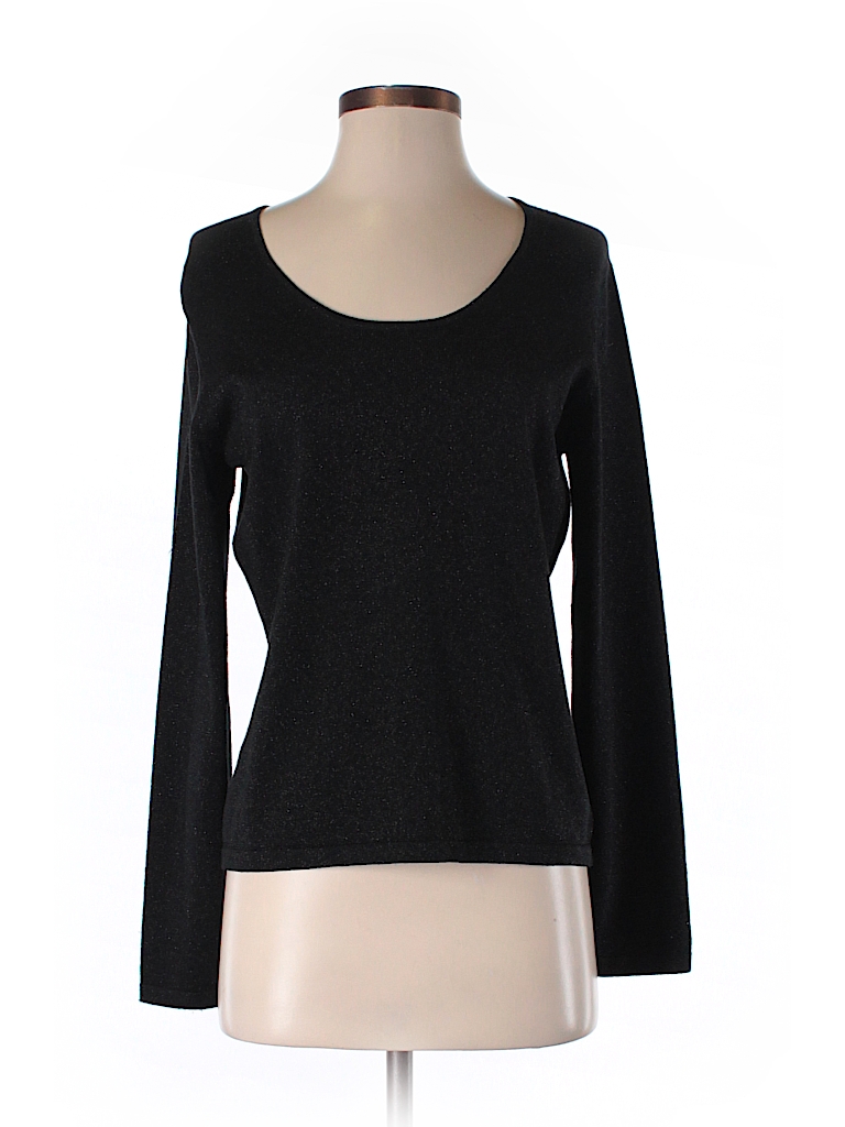 Ann Taylor Solid Black Long Sleeve Silk Top Size M 82 Off Thredup