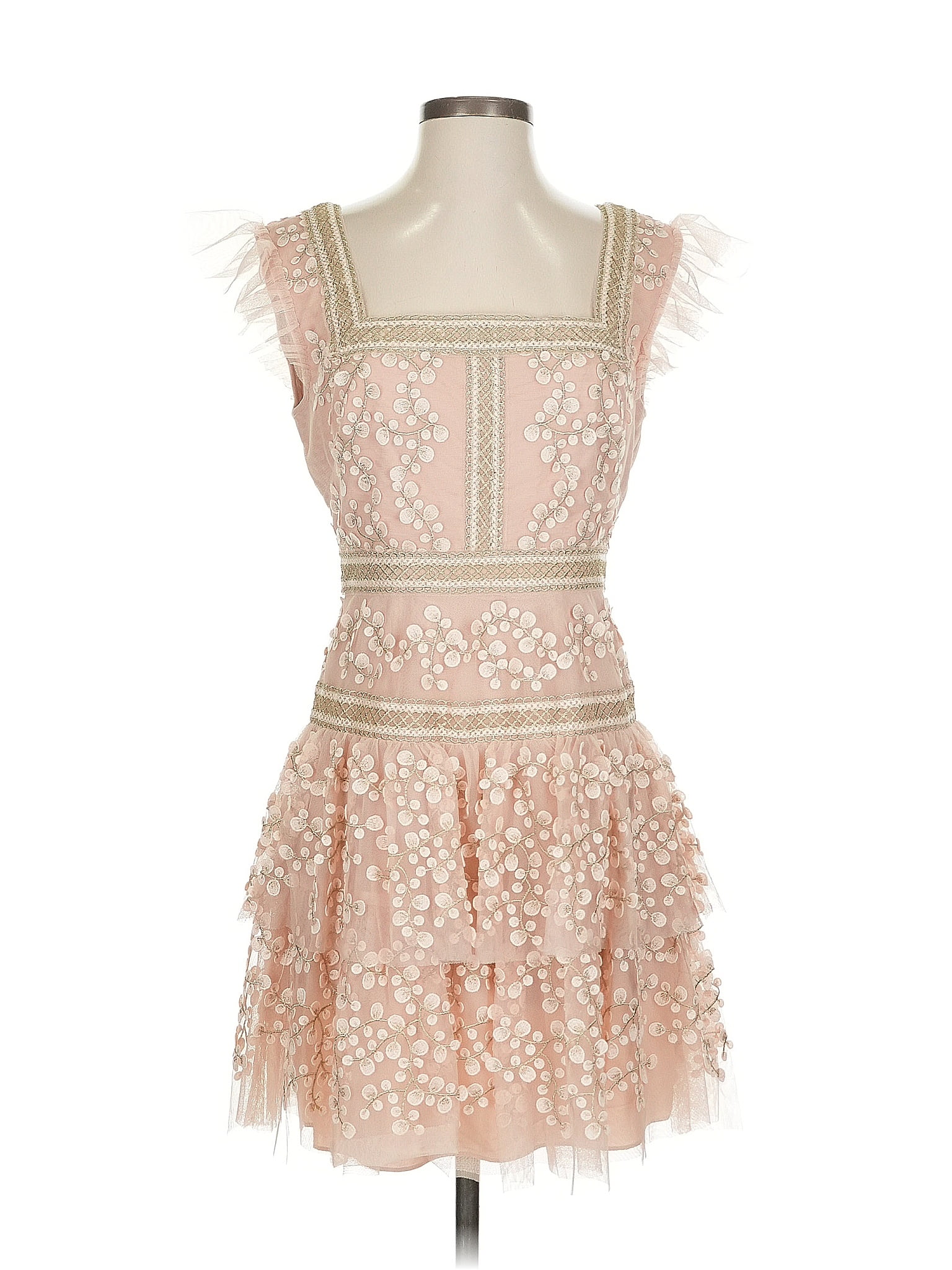 BCBGMAXAZRIA 100% Polyester Pink Cocktail Dress Size 4