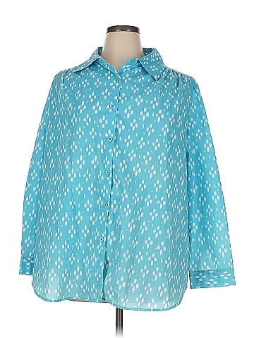 Roaman's 3/4 Sleeve Button-Down Shirt (view 1)