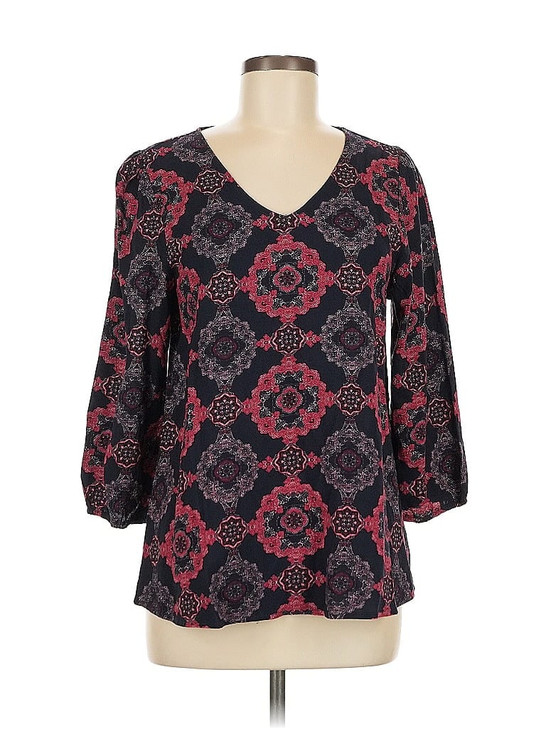 Pre-owned Bobeau 3/4 Sleeve Blouse In Black