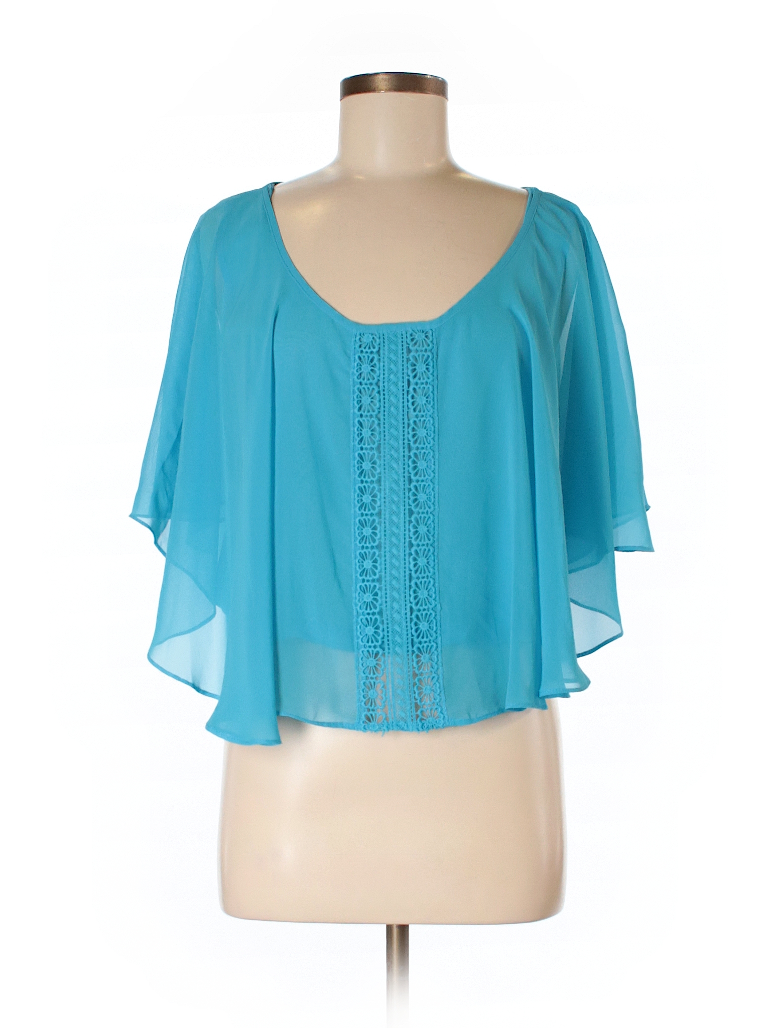 Love By Design 100% Polyester Solid Light Blue 3/4 Sleeve Blouse Size M ...