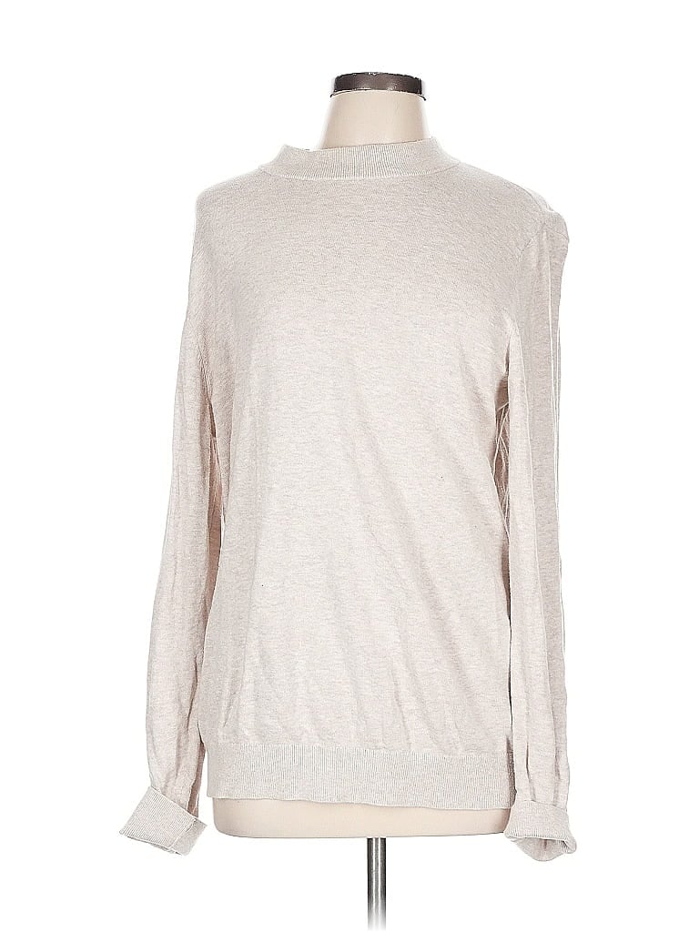 H&M 100% Cotton Silver Ivory Turtleneck Sweater Size L - photo 1