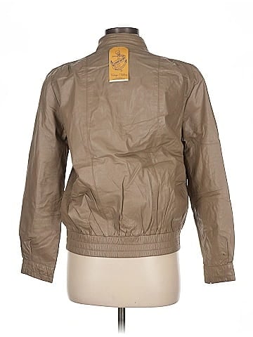 Lord & Taylor Tan Leather Jacket with Zip (view 2)