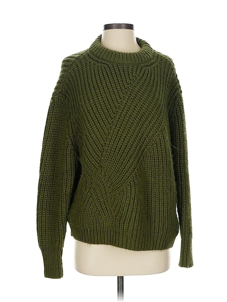 Mango Chevron-herringbone Green Pullover Sweater Size S - photo 1