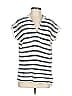 Lou & Grey for LOFT Stripes Silver Short Sleeve Top Size M - photo 1