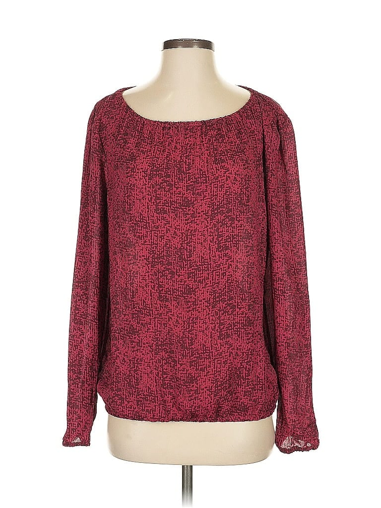 Pre-owned Bcbgmaxazria Long Sleeve Blouse In Burgundy