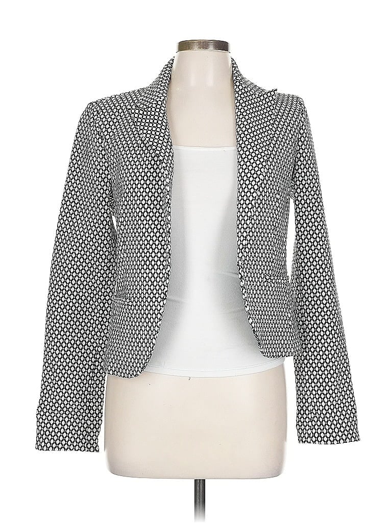 Amanda + Chelsea Houndstooth Gray Black Blazer Size 10 - photo 1
