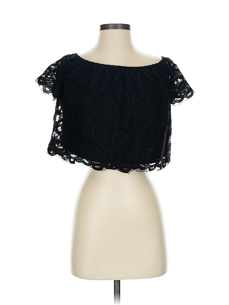 Pre-owned Express Short Sleeve Top Black Strapless Neckline Tops