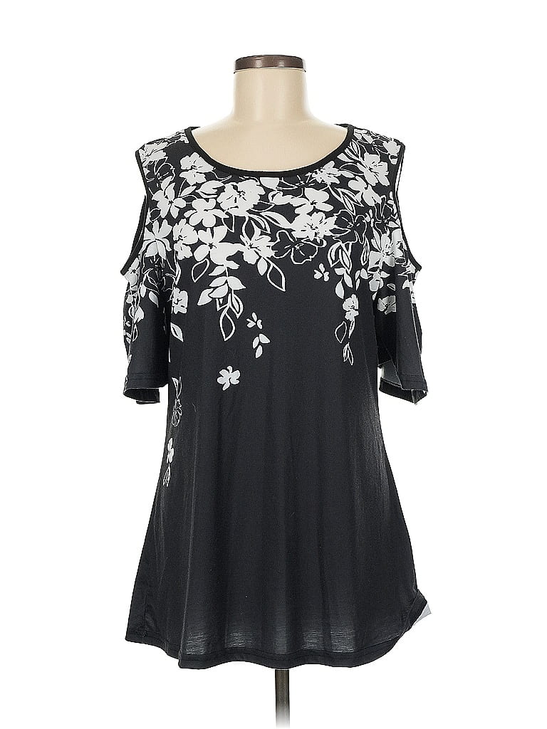 Pre-owned Unbranded Short Sleeve Blouse In Black