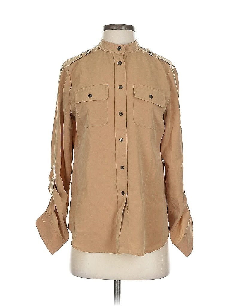 Pre-owned Jones New York Signature Long Sleeve Blouse In Brown