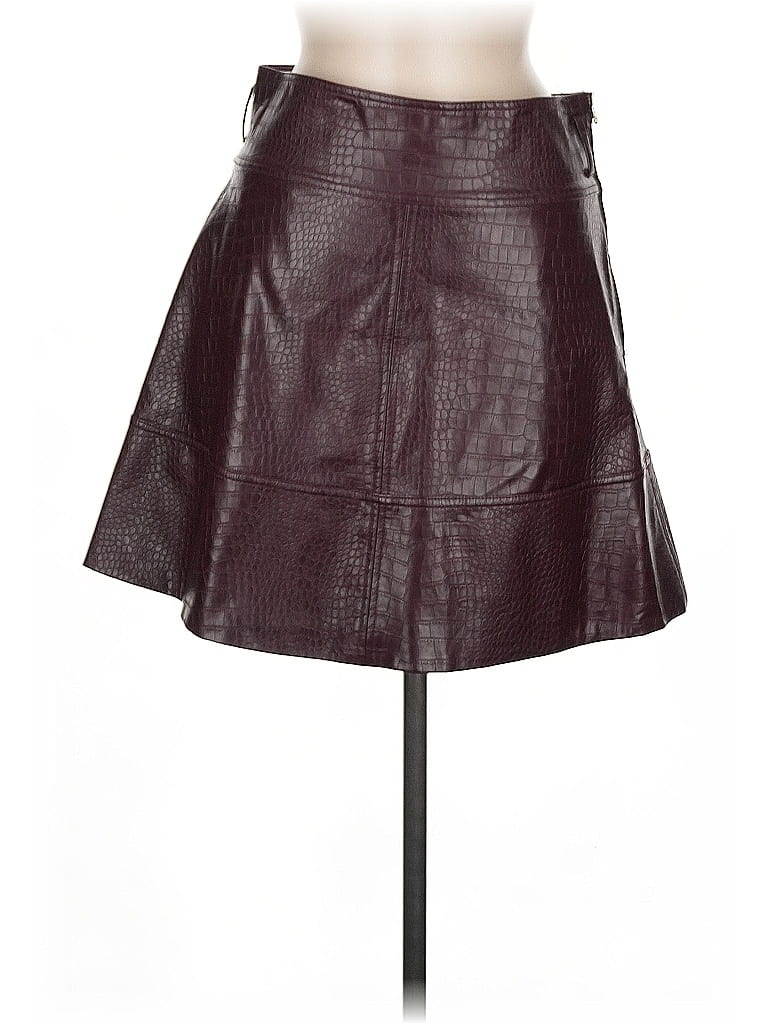 Tanya Taylor Burgundy Faux Leather Skirt Size 8 - photo 1