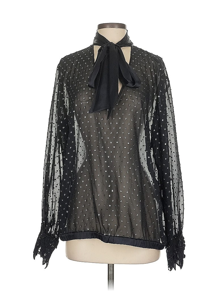 Pre-owned Marc Cain Long Sleeve Blouse In Black