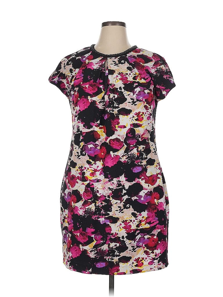 Marc New York Andrew Marc 100% Polyester Print Purple Casual Dress Size 14 - photo 1