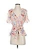Tanya Taylor Pink Short Sleeve Silk Top Size 2 - photo 1