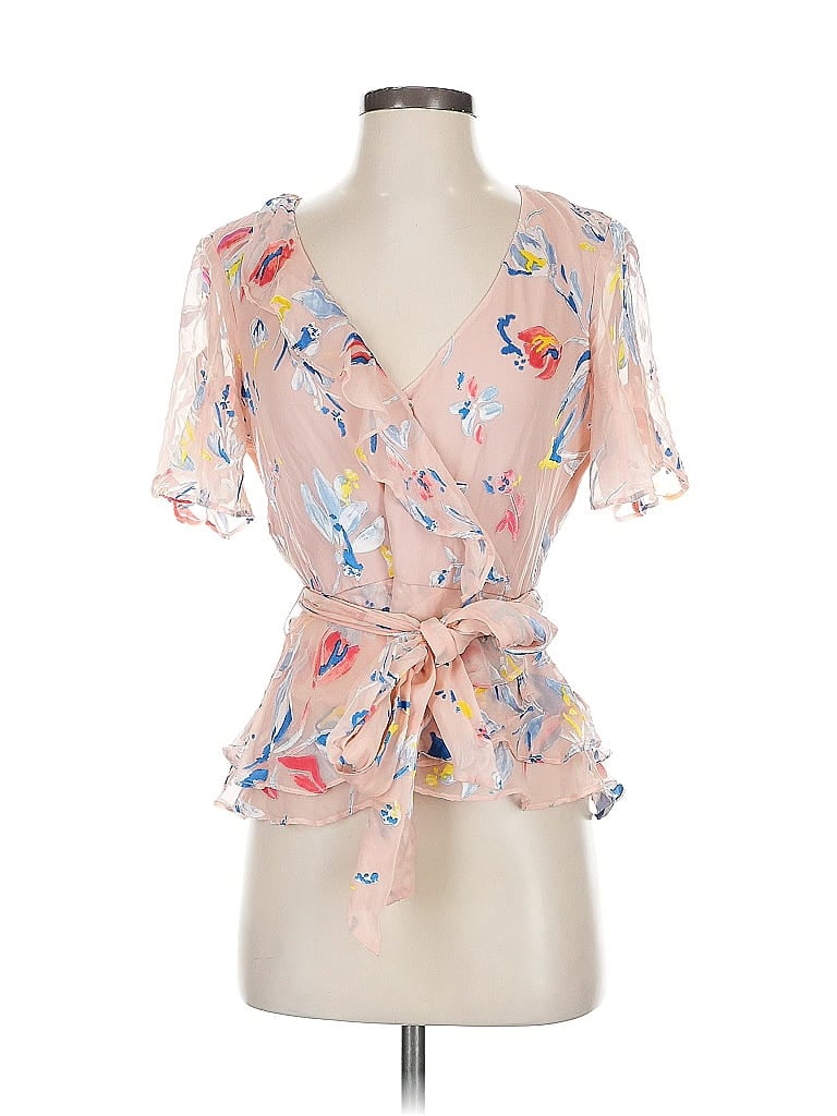 Tanya Taylor Pink Short Sleeve Silk Top Size 2 - photo 1