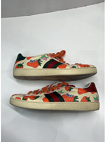 Gucci Orange Leather Strawberry Ace Sneakers Size EU (IT) 39 / US 9