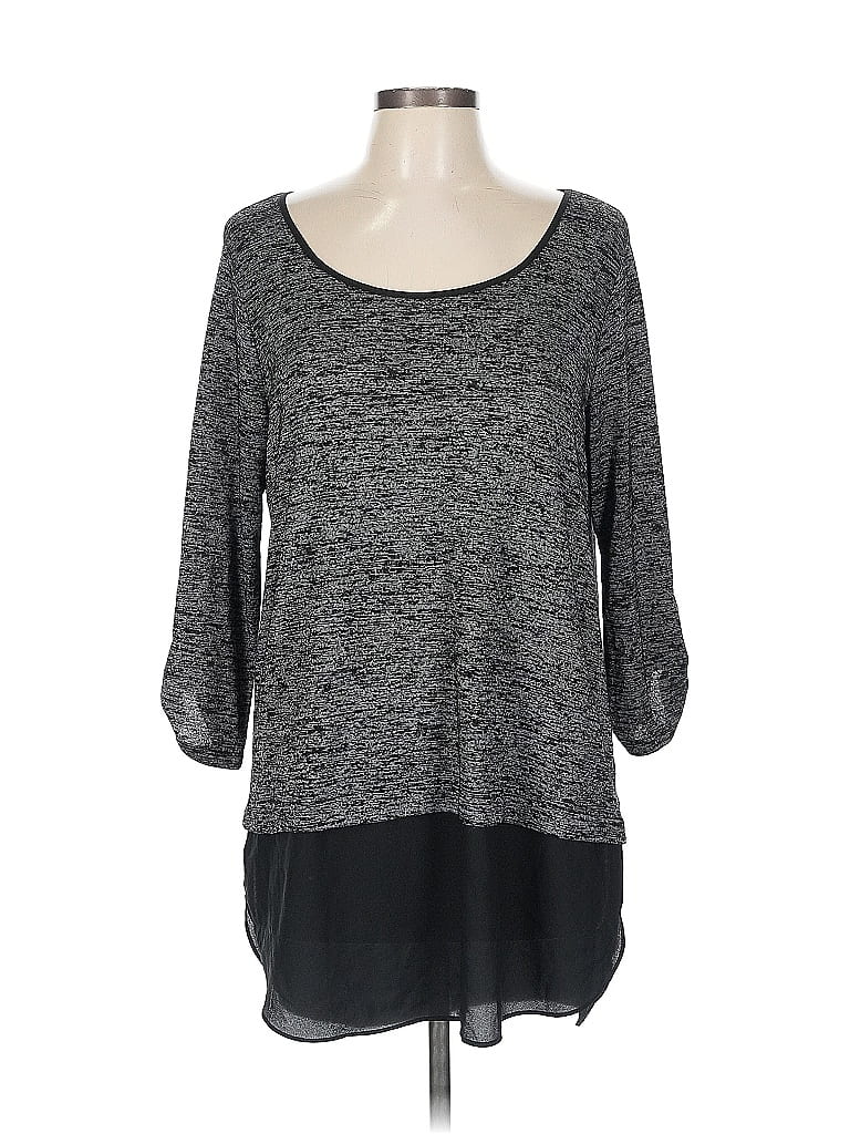 Pre-owned The Limited 3/4 Sleeve Top Gray Scoop Neck Tops
