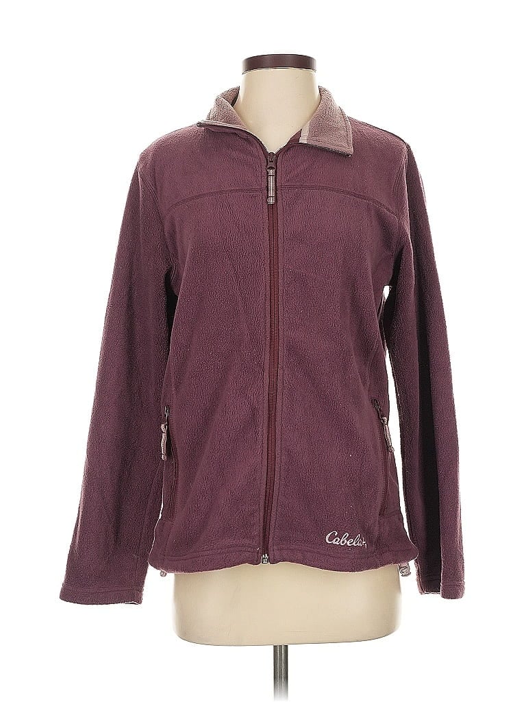 Pre-owned Cabela's Cardigan Sweater In Burgundy