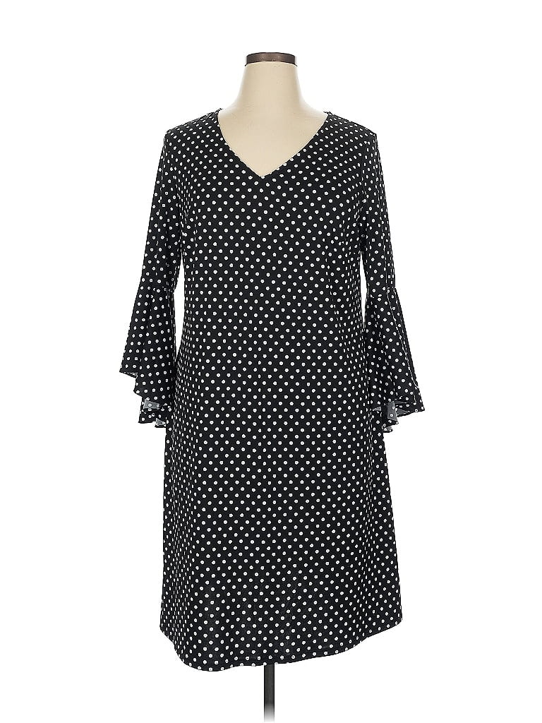 MSK Polka Dots Black Casual Dress Size 1X - photo 1