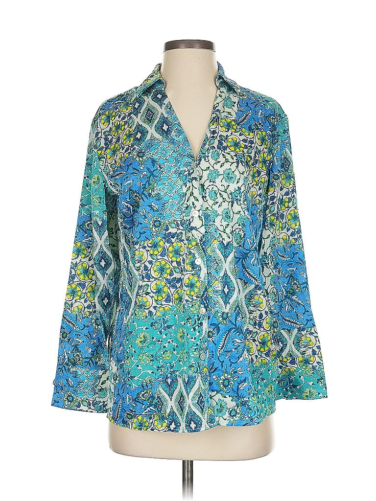 SUSAN GRAVER Pre-owned Long Sleeve Blouse In Blue